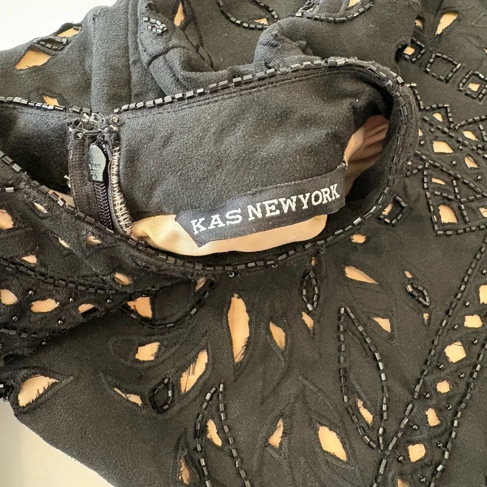 KAS New York Mari Beaded Cutout Black Dress XS - Picture 5 of 10